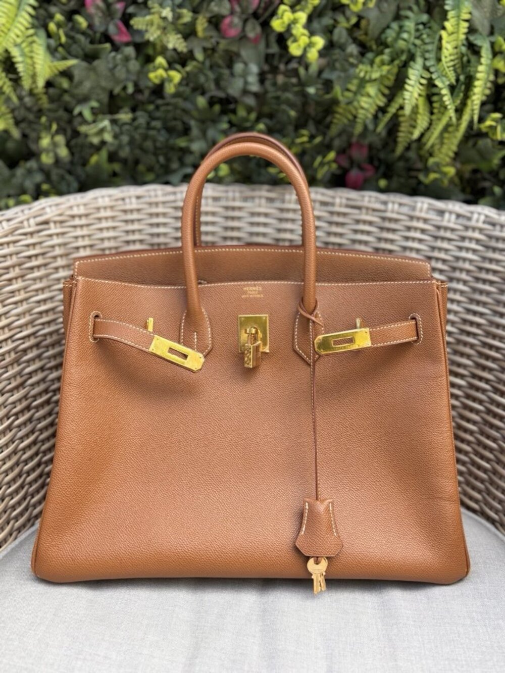 Authentic HERMÈS 35 BIRKIN Epsom GOLD LEATHER/GOLD HARDWARE